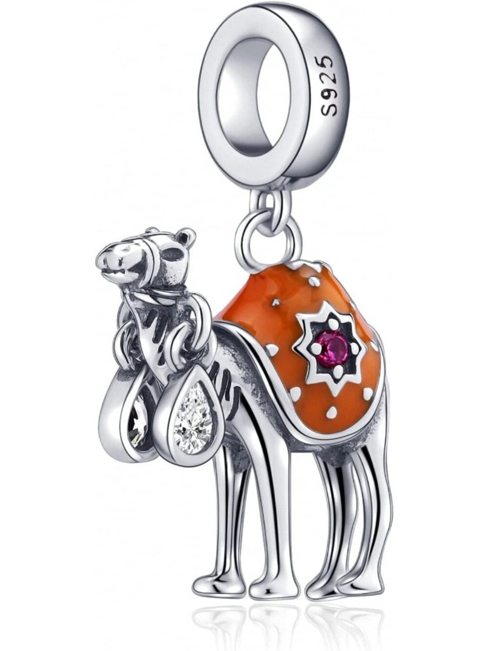 Desert Camel Charm Pendant - 925 Sterling Silver Lucky Animal Bead for Bracelets
